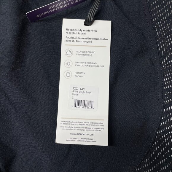 Mondetta Women's Black Shorts L - NWT RunningShine Bright Recycled Fabric Moistu - Picture 4 of 10